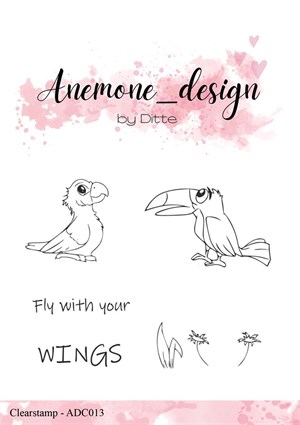 Sød papegøje, tukan og tekster m.m., klar stempel, Anemone_design.*
