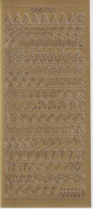 1551 - Store bogstaver, stickers, Guld.