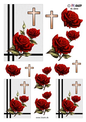 Røde roser og kors, 3D ark - HM Easy