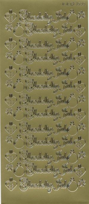 3599 - Glædelig jul, stickers, guld.