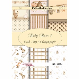 Baby Barn 3, mønsterpapir pakning, A4, Felicita design.
